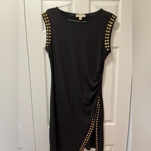 Michael Kors, size XL black short dress with gold studs